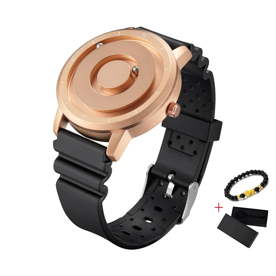 EUTOUR-Montre magnétique en silicone pour homme, quartz, boule magnétique dorée, montres de sport étanches, horloge décontractée, mode, 2023