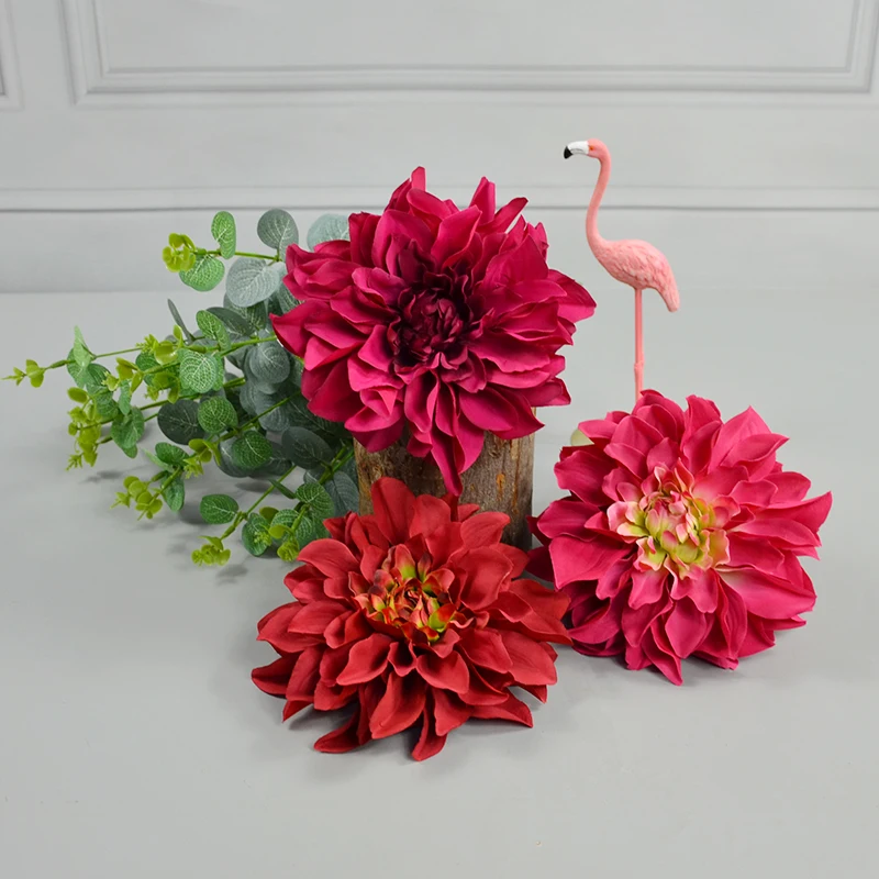 Grande tête de fleur de dahlia artificielle en soie, 16cm, 1 pièce, pour décoration de mariage, maison, fête, mur de fleurs, boîte cadeau, processus