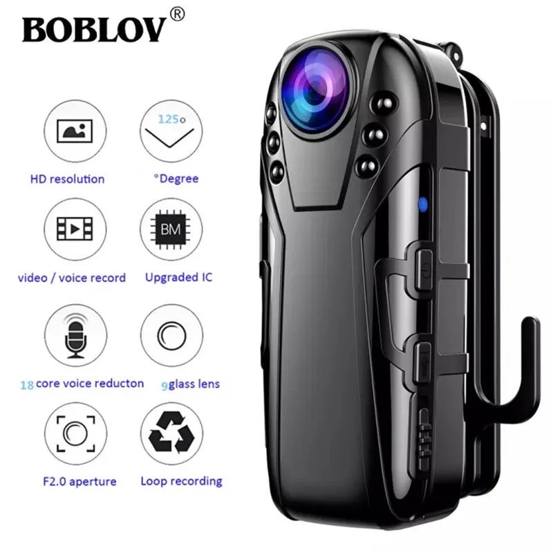 Boblov L02 Small Camera Full HD 1080P Portable Camara Police DVR Recorder Body Cam Motorcycle Bike Motion bodycamera mini kamera