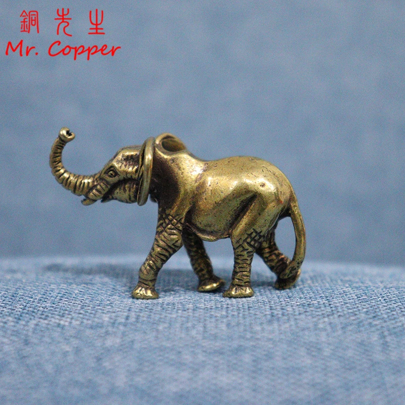Vintage Brass Elephant Home Decor Ornaments Crafts Miniatures Figurines Desk Decoration Accessories Handmade Mini Animals Statue