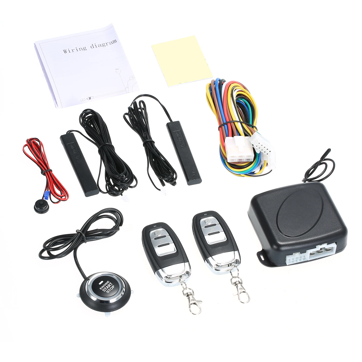 

Car Switch Keyless Entry Engine Start Alarm System Push Button Remote Starter Stop Auto Anti-theft System no Vibration Sensor