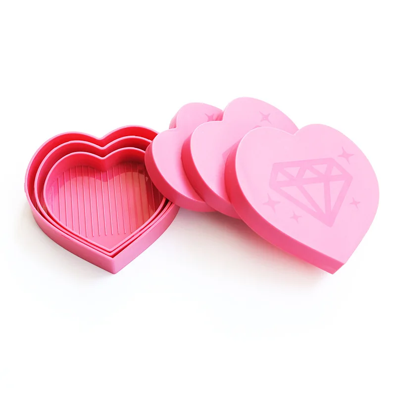 HOMFUN 3Pcs 5D Diamond Painting Tool Heart-Shaped Diamond Tray Box large-Capacity Tray Diamond Embroidery Accessories Case