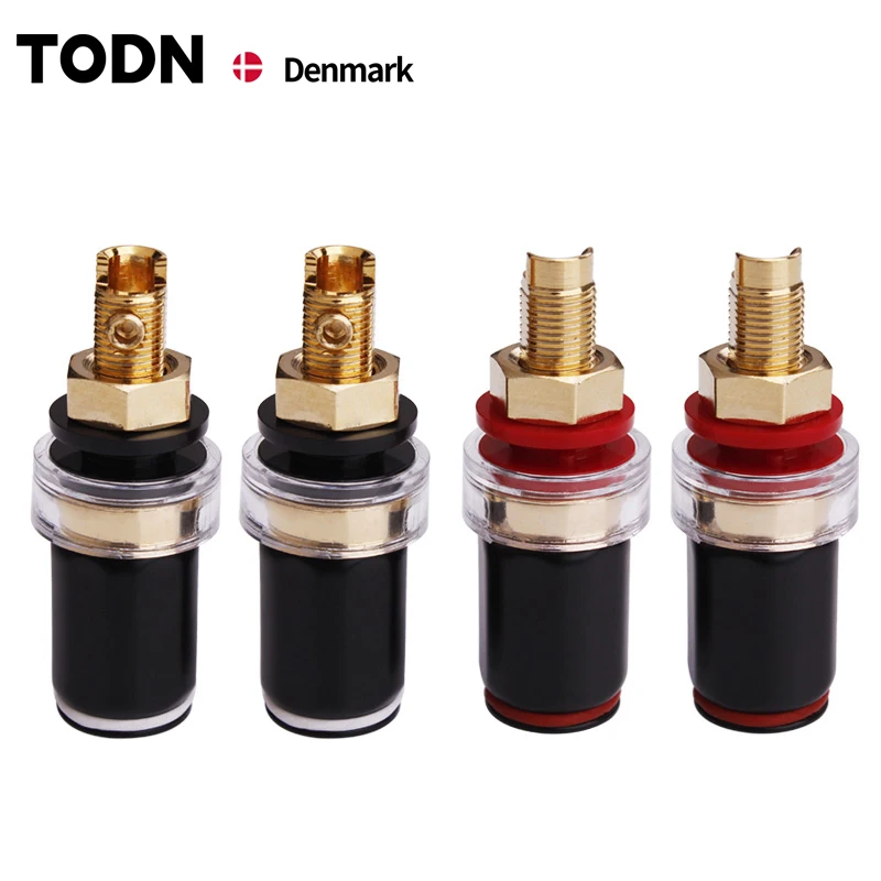 4 stuks zwart en rood gratis lassen koperen luidsprekerversterkerterminal voor 4 mm bananenstekker