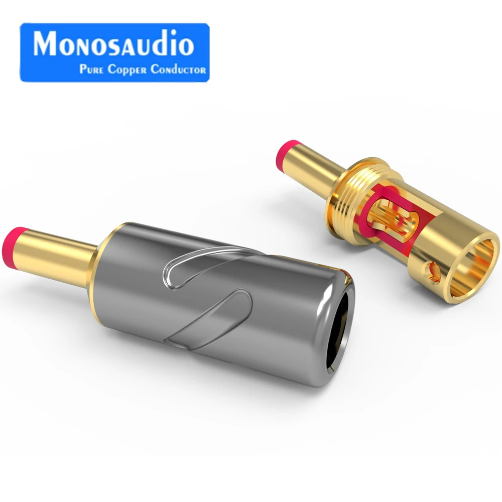 Monosaudio DC21G DC25G Connector Jack DC 5.5 / 2.1mm Gold plated Ø8mm Highest quality DC cable plugs for audiophile applications