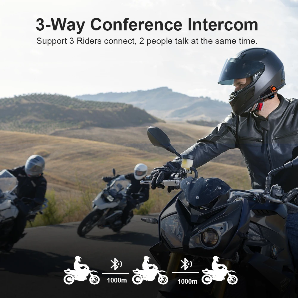 Fodsports BT-S2 Motorcycle Wireless Bluetooth Helmet Intercom Waterproof intercomunicador moto Helmet Headset 3 Riders intercom