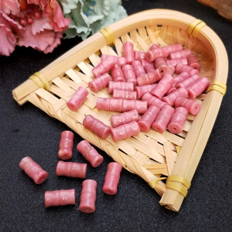 5pieces Rhodochrosite  pink pillar bamboo  7*14mm  for DIY jewelry making loose beadsFPPJ wholesale nature gemstone