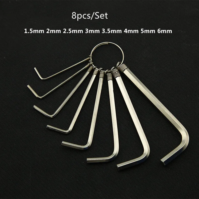 Carbon Steel Allen Key Set 1.5mm 2mm 2.5mm 3mm 3.5mm 4mm 5mm 6mm 8pcs in 1 Suit L Shaped Hex Hexagon Key Allen Wrench RC Tools