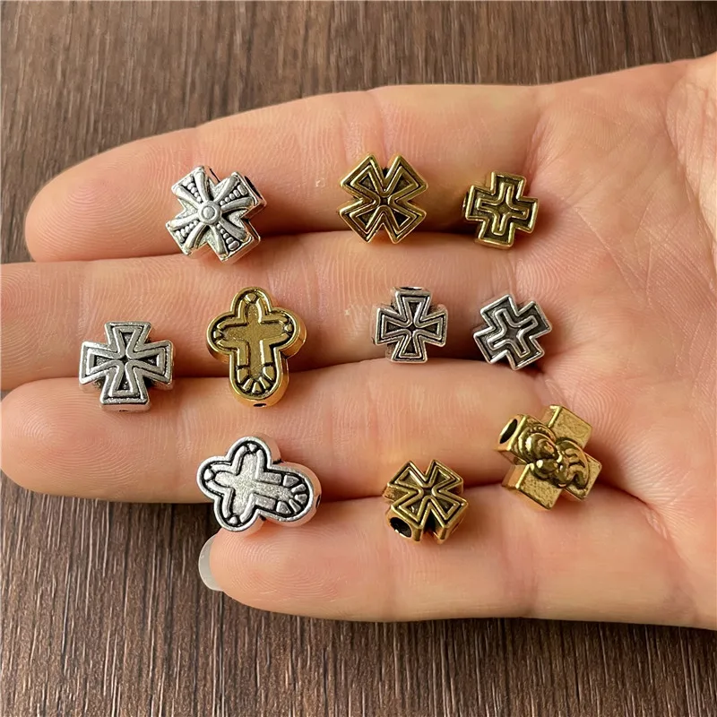 

20pcs 5 Styles Zinc Alloy Jesus Perforated Cross Spacers Diy Handmade Necklace Bracelet Beads Accessories For Jewelry Making