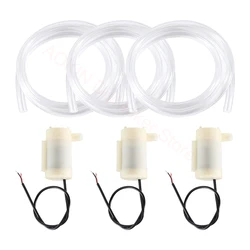 3 pcs Mini Water Pump DC 3V 5V Micro Submersible Motor Pump + Clear Tubing Flexible PVC Tubing for Fish Tank Fountain Aquarium