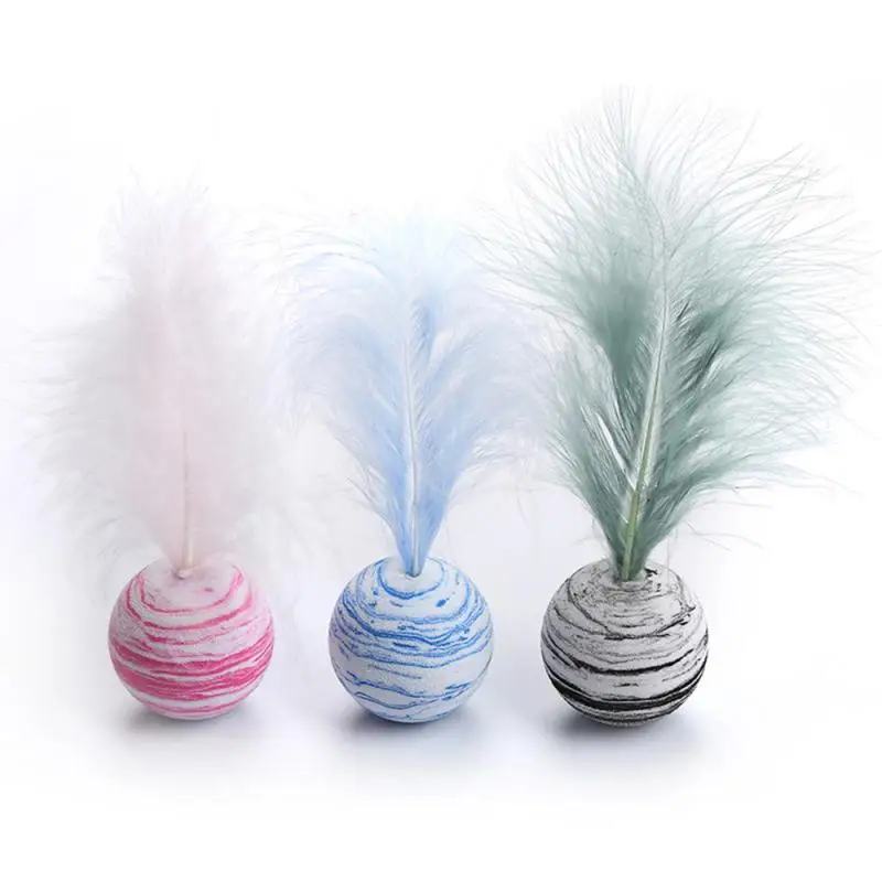 1pc Funny Cat Toy Star ry Sky Ball Plus Feather Foam materiale EVA Light Ball Toy Star Texture Feather Ball Toy Dog Cat Pet Toy