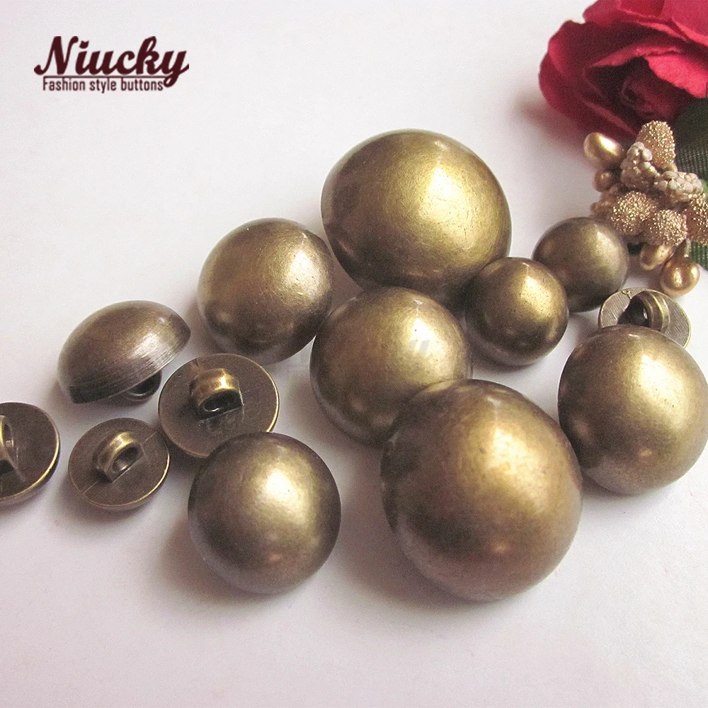 Niucky 10mm-15mm Shank Bronze Mushroom Halfsphere Sewing Buttons for Basic Fashion Clothing Accessories P0301-037