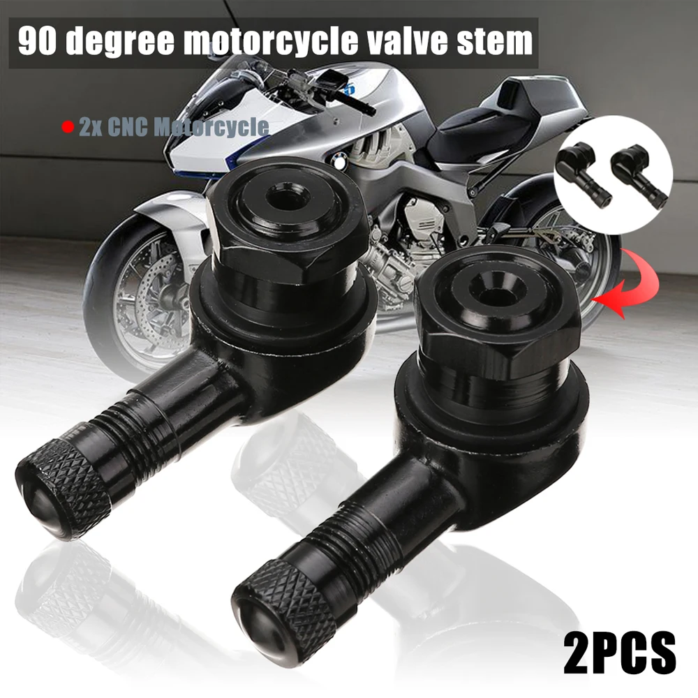 DSYCAR 2Pcs 90 Degree CNC Motorcycle Tire Valve Stems -Universal Motorcycle Aluminum Wheels Tire NCY Leak-proof TWPO Valve Caps