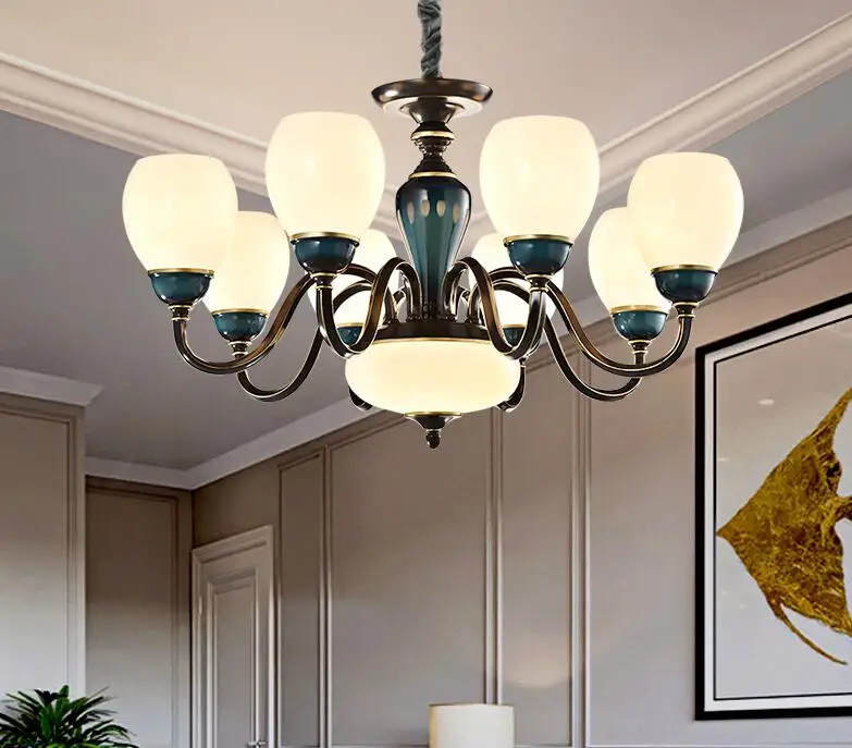 American living room chandelier luxury bedroom restaurant wrought iron lamps package