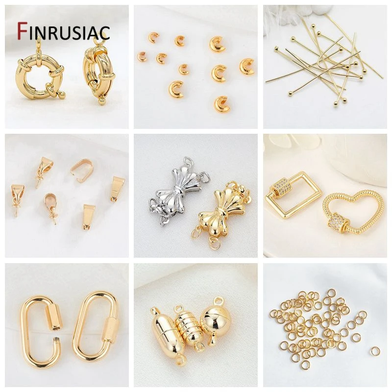 3 Types 14k Real Gold Plated Spherical Candy Shaped Magnetic Clasps For DIY Bracelets,Necklaces Jewelry Making Materials