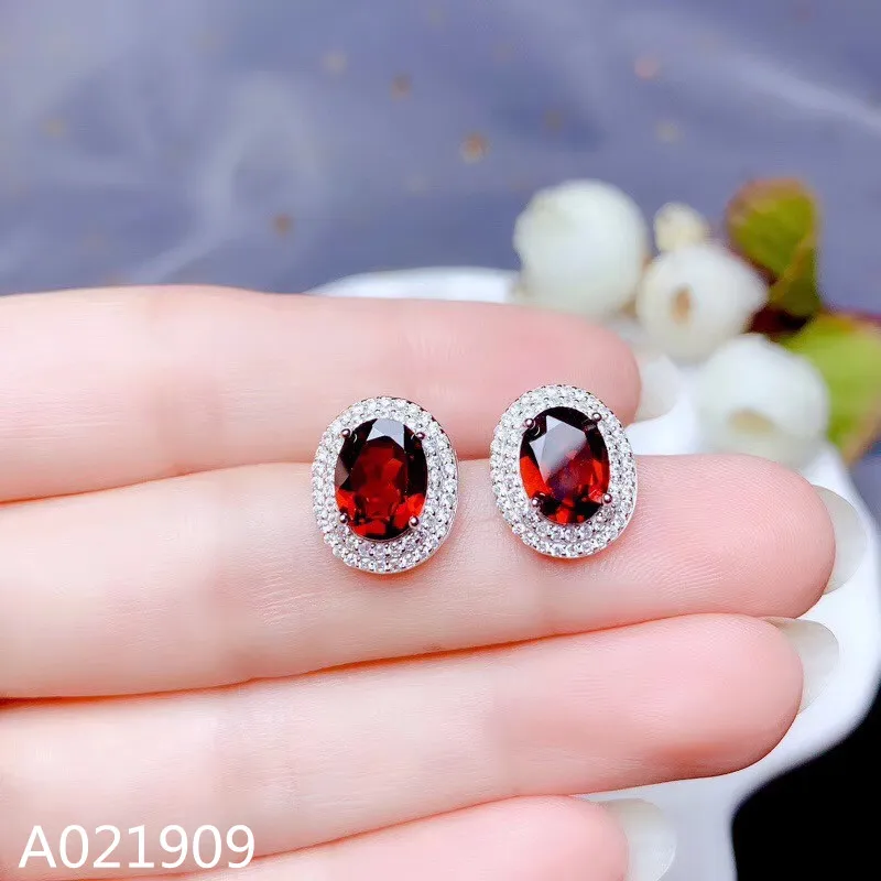 

KJJEAXCMY boutique jewelry 925 sterling silver inlaid Natural ruby gemstone Women's Stud earrings support detection fashion