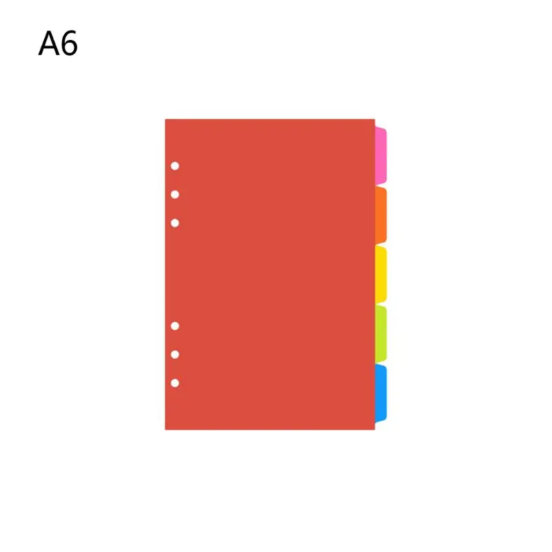 1 zestaw luźny segregator indeks Separator PP kolorowe 6 otwór strona dzielniki