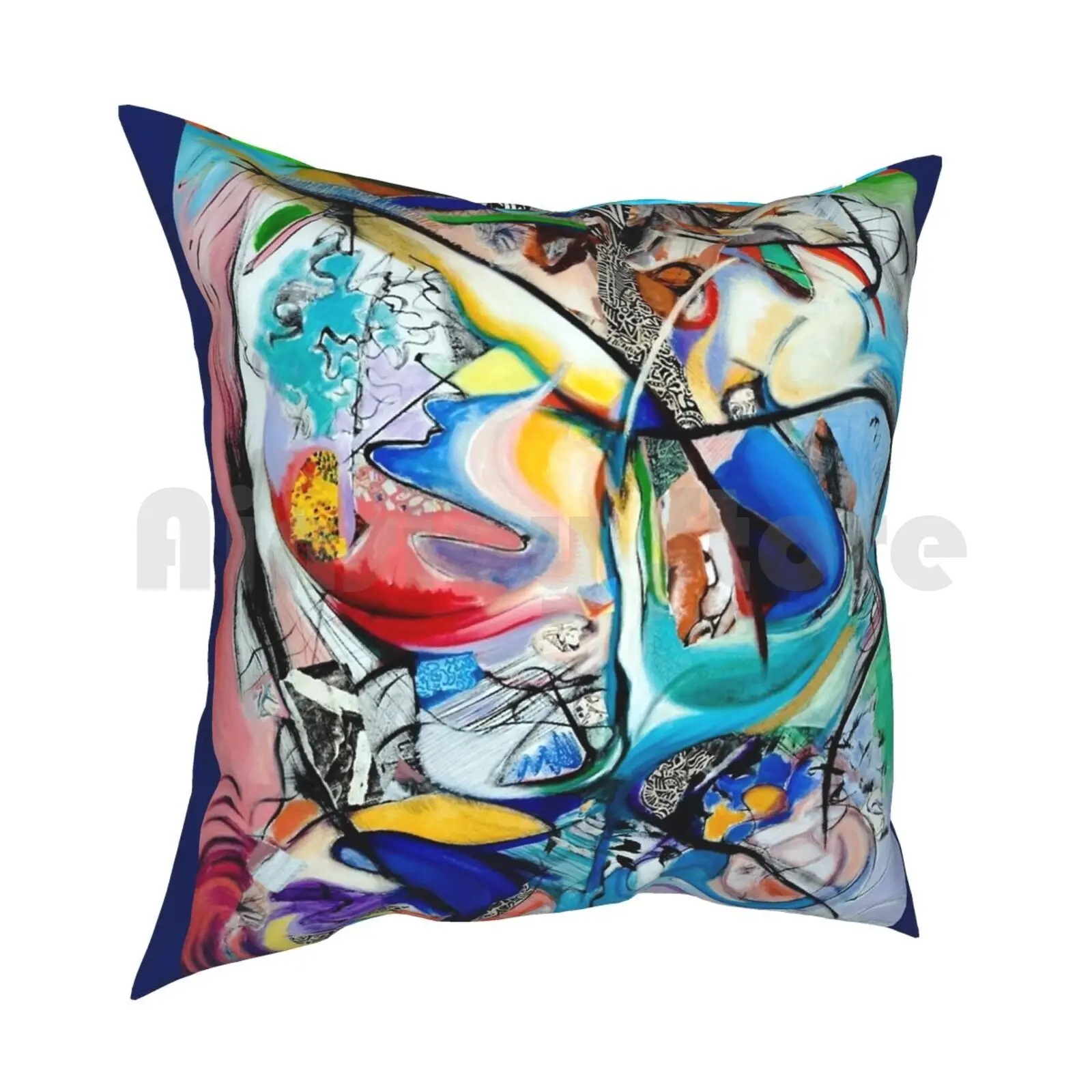 Intimate Glimpses , Journey Of Life Pillow Case Printed Home Soft Throw Pillow Colours Tropical Creative Line Colourful