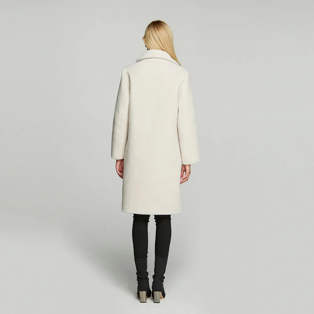 Women\'s Fur Coat Real Sheep Shearing Fur Coat with Turn-down Collar Winter Sheep Sheared Jacket sheepskin Coat FS17145B