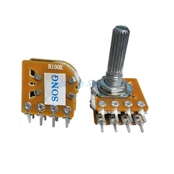 Potentiomètre de Volume Audio WH148, interrupteur pour touristes 8 broches avec robinet central B50K B100K, arbre prune 25mm, 1 pièce