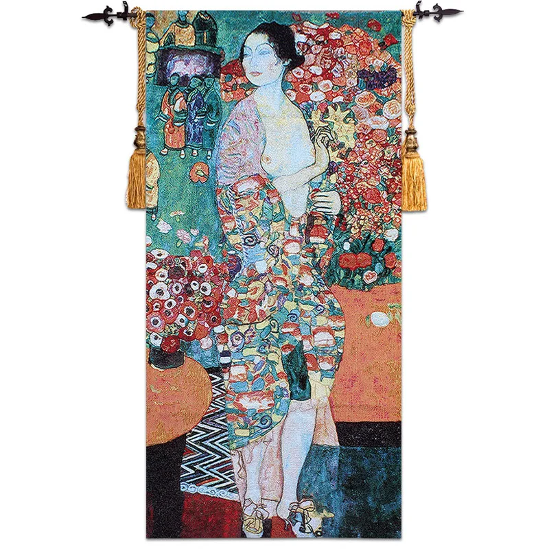 

100% Cotton Jacquard BelgianTapestry House Decoration European Luxury Artistic Tapestry Gustav Klimt The Dancer 70*145 cm