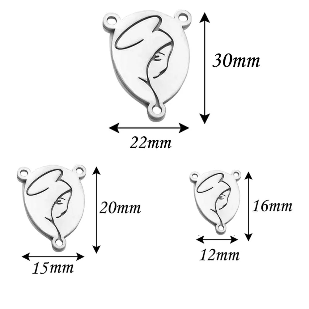 Groothandel 5 Stks/partij Rvs Katholieke Christian Maagd Maria Charms Voor Sieraden Drie Hole Connectors Maken Accessoires