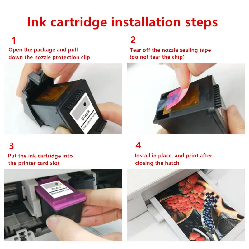 Remanufactued 62XL Ink Cartridge for HP 62 XL for HP62 Envy 5540 5640 7640 5646 5541 5740 5742 5745 200 250 Printer