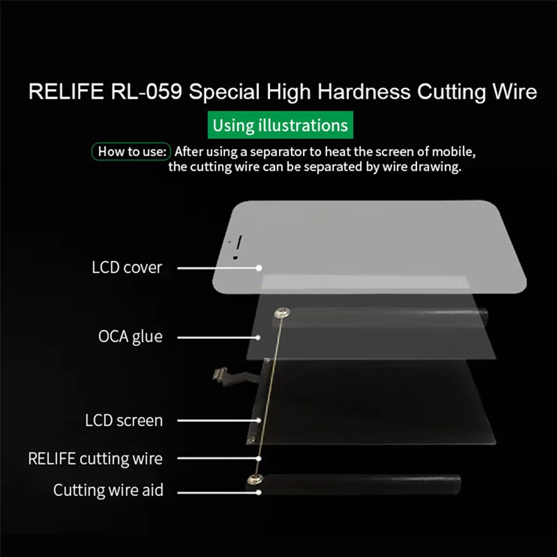 RL-059 LCD شاشة فصل سلك متناهية الصغر 0.03 مللي متر إلى 0.1 مللي متر قطع الفولاذ المقاوم للصدأ سلك سبائك الذهب الموليبدينوم سلك الهاتف إصلاح