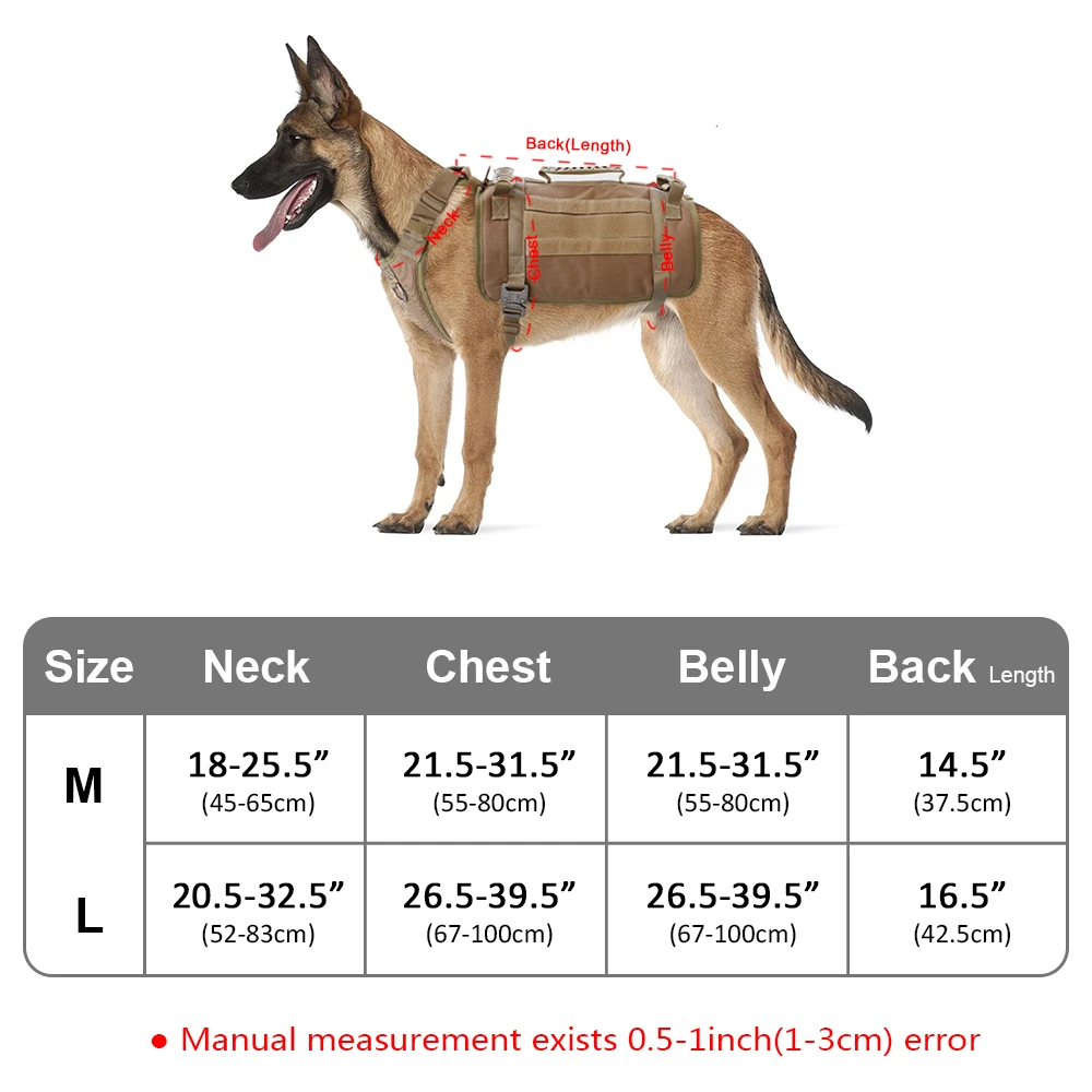 Military Tactical Dog Harness German Shepherd Pet Dog Vest With Handle Nylon Harness Adjustable For Medium Large Dogs