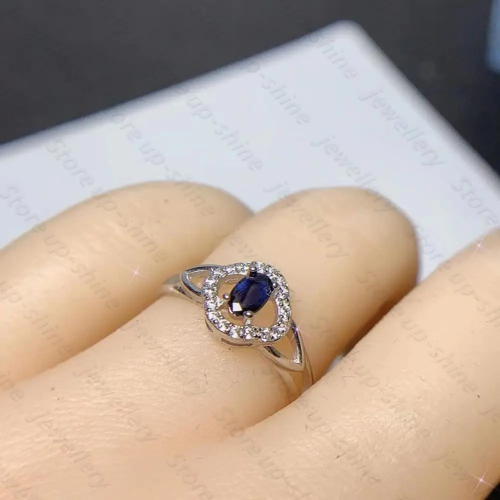 

New luxurious atmosphere women's 925 silver pure natural sapphire ring engagement party gift jewelry