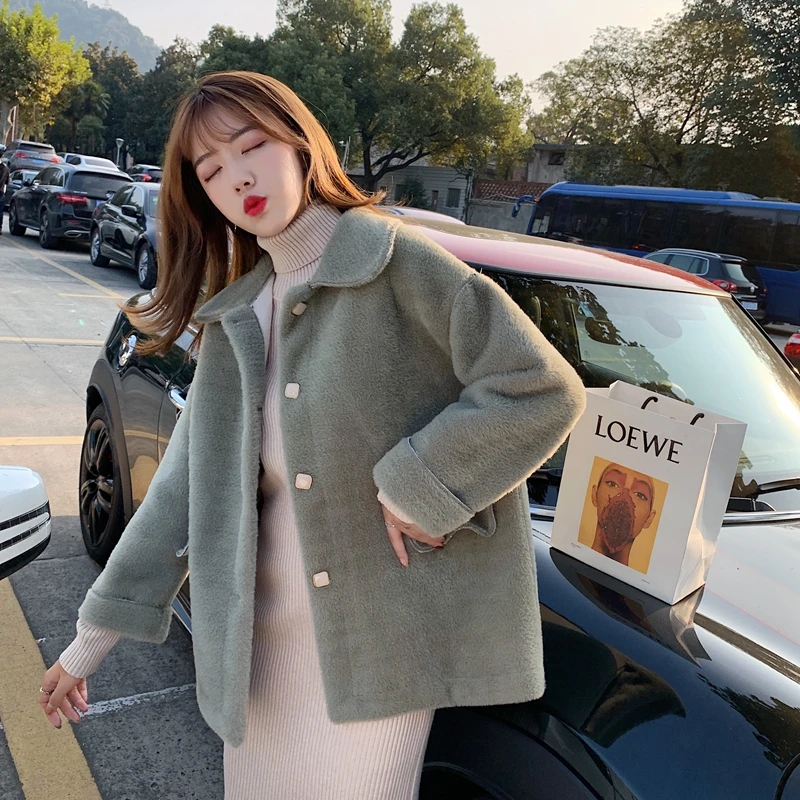 

Winter Jacket Women 2021 Autumn and Winter New Korean Women's Thicken Single-breasted Gold Mink Velvet Solid Color Warm Coat