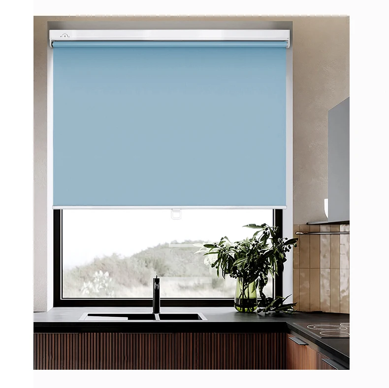 Aqumotic Punch-free Curtain Roller Blinds Curtains for The Room Blackout Window Blinds Opaque Folding Dividing Screen Tailormade