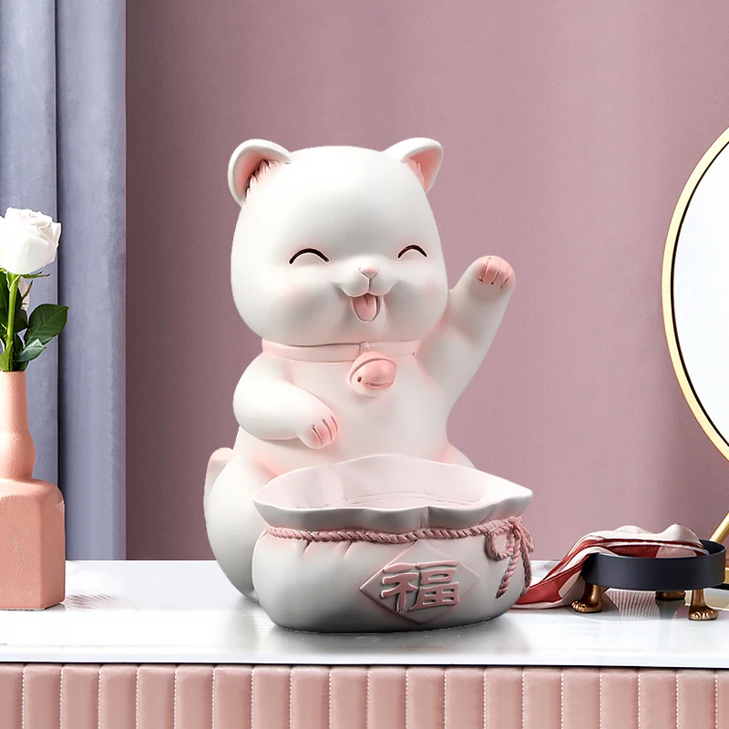 

Home Decor Fortune Cat Statues Porch Key Storage Furnishings Living Room Home Accessories Housewarming Gifts Interior Figurines