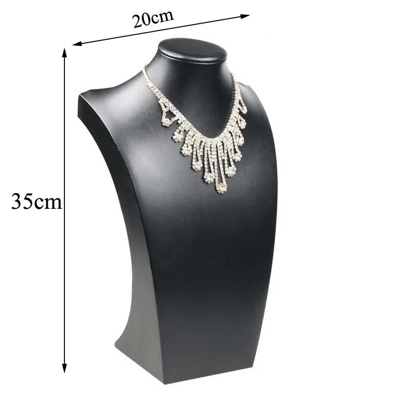 New Black PU Leather Mannequin Bust Necklace Rack Jewelry Packaging Display Holder Pendant Stand Jewellery Shop Window Wholesale