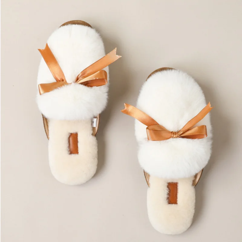 Slippers Female Cute Fur One-piece Ladies Thick-soled Non-slip Household Cotton Slippers That Can Be Worn Outside