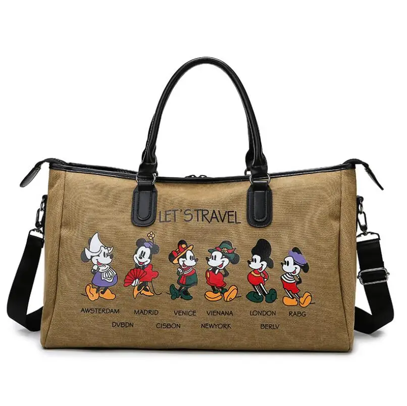 Disney Mickey Minnie Outdoor Mickey Mouse Cartoon Cute Canvas Bags Women New Large Capacity Single Shoulder Messenger Bag