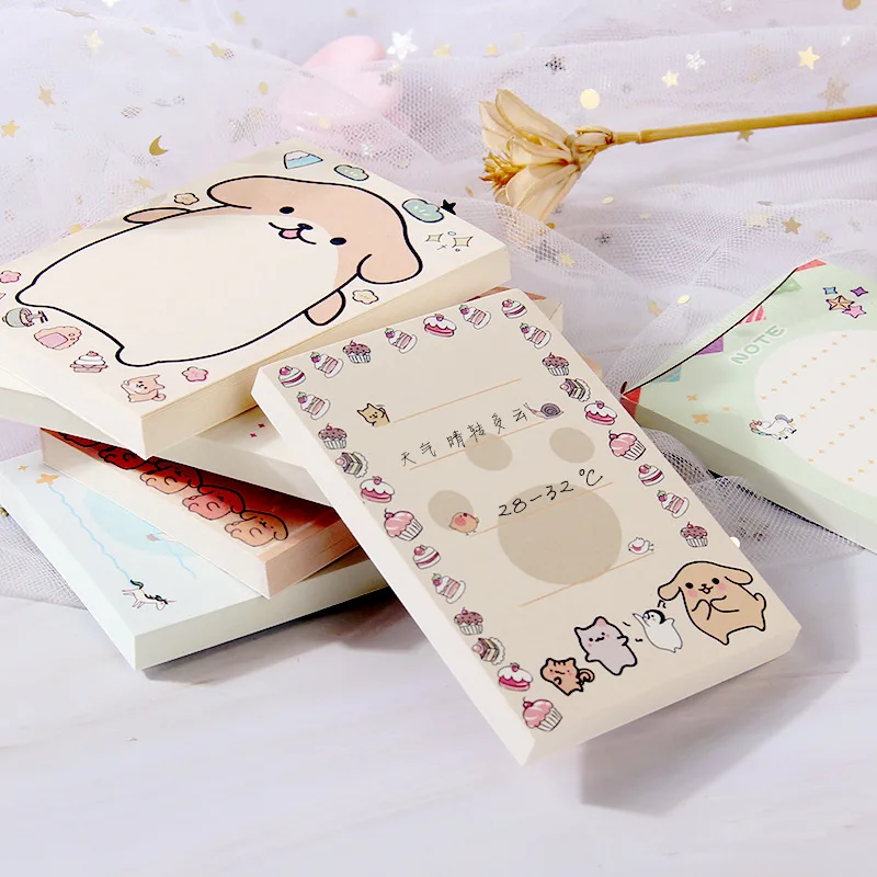 Korean Stationery Creative Not Sticky Memo Pad Convenient Message Paper Unicorn Office Cute School Supplies Kawaii Puppy Planner