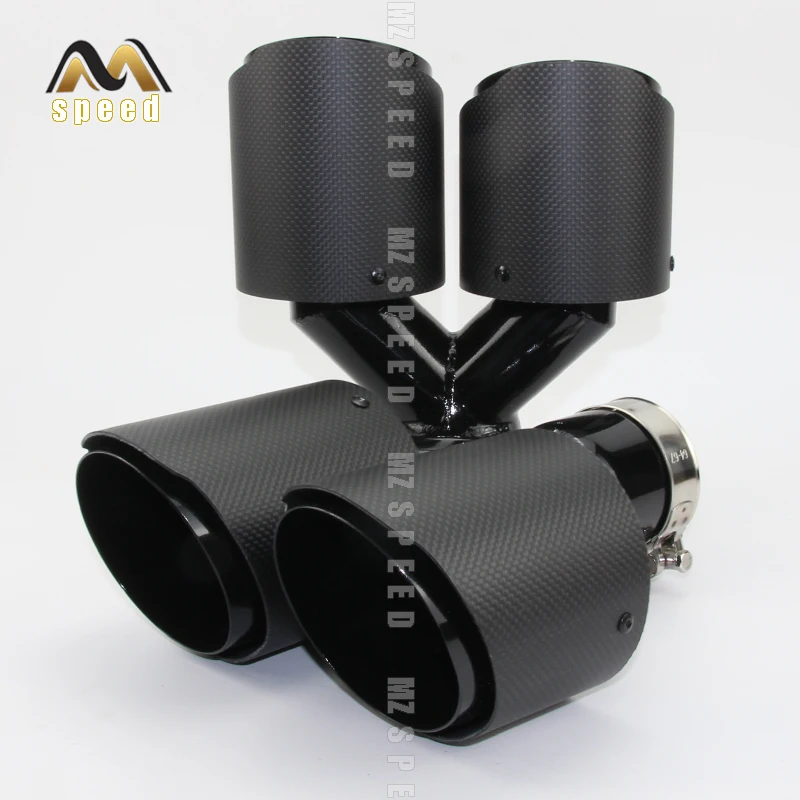 Car styling Modified exhaust pipe muffler tail throat 304 stainless steel and carbon fiber double outlet tail pipe