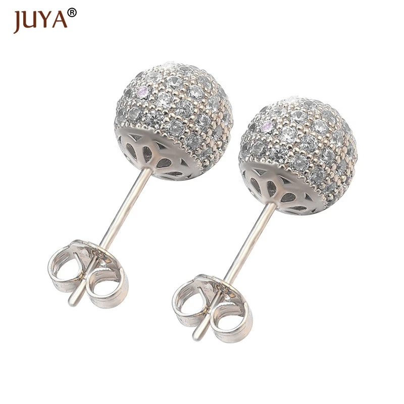 Juya Koreanische Mode Nette Runde Disco Ball Ohrringe Luxus Zirkon Strass Stud Ohrringe Für Frauen