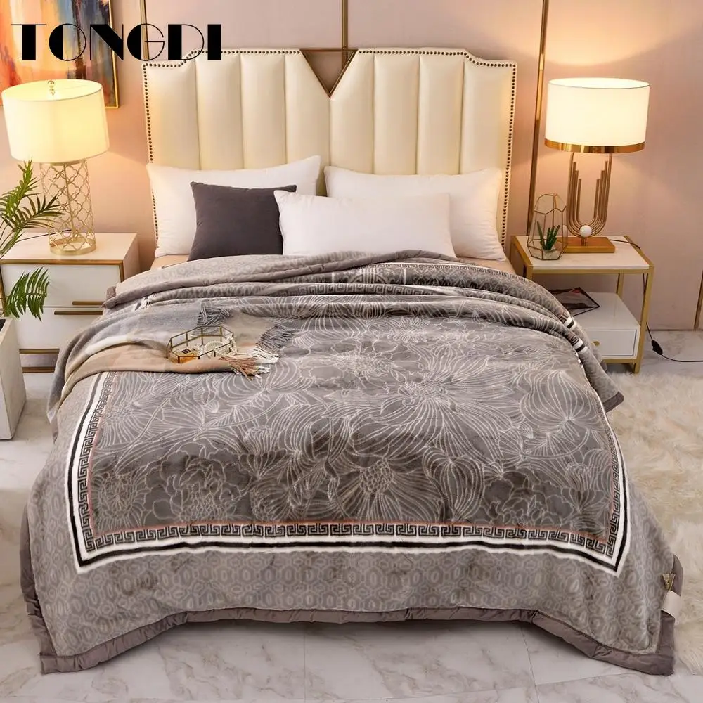 

TONGDI Raschel Blanket Soft Thickened Heavy Warm Elegant Fleece Eco-friendly Luxury Decor For Cover Sofa Bed Bedspread Winter