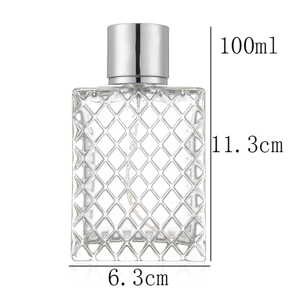 투명 유리 향수병 분무기, 블랙 스프레이 병, 크리스탈 투명 사각형, 100ml