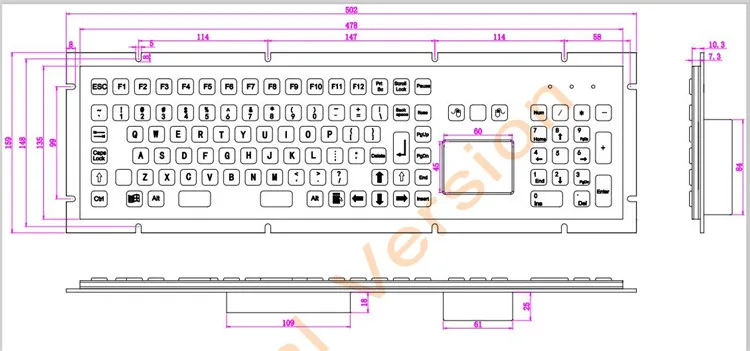 Imagem -06 - Quiosque Industrial de Metal Tudo em um com 106 Teclas Teclado com Touchpad de Aço Inoxidável e Tamanho Integral com Teclado