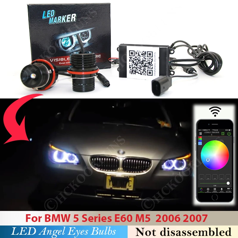 

Многоцветная светодиодная фара RGB для BMW 5 серии E60 M5 2006 2007 E87 E39 E61 E63 E64 E65 E66 E83 E53 530xi 545i Лампы с ангельскими глазами