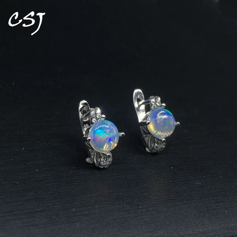 

CSJ Natural Opal Little fresh style good Earrings 925 Sterling Silver Fine Jewelry Women girl Wedding birthday gift free express