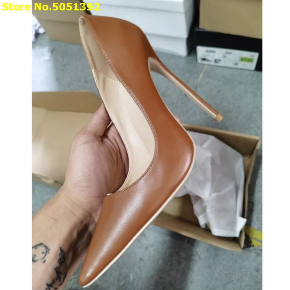 

Women Stiletto Heel Pumps Sexy Pointed Toe Slip On Shallow Dress High Heels Solid Manufacturer Real Picture Hot Sale Dress Shoes