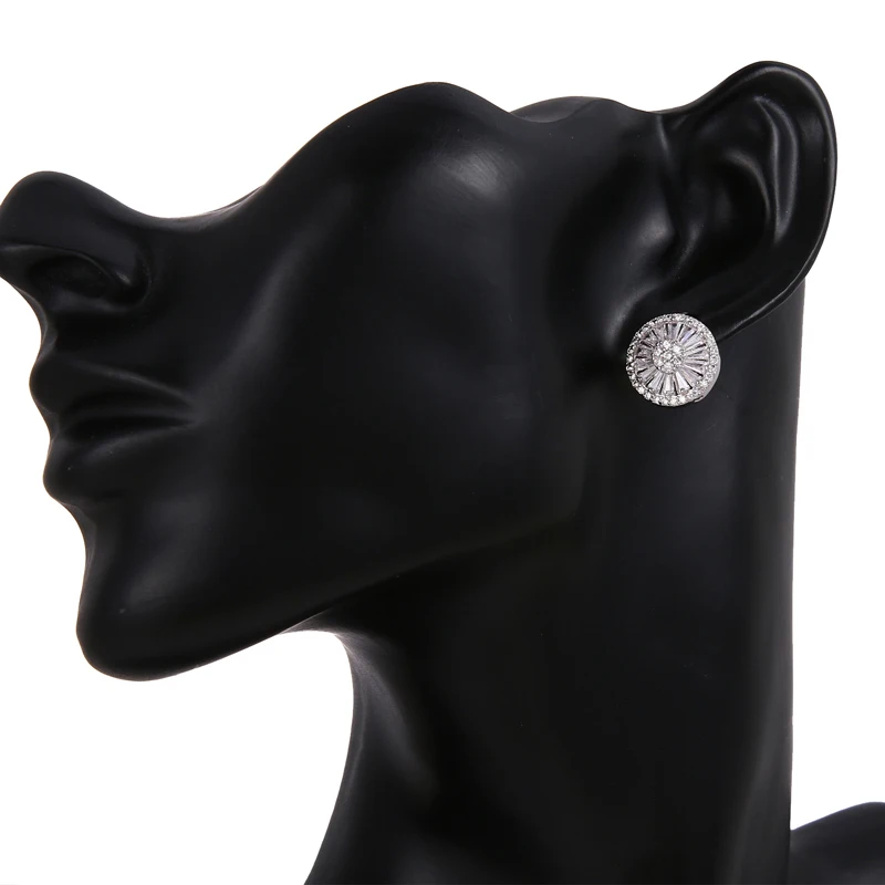 Emmaya Classic Circular Round Shape Outmost With Cubic Zircon And Radial Range Inside For Female Simplicity Model Stud Earring