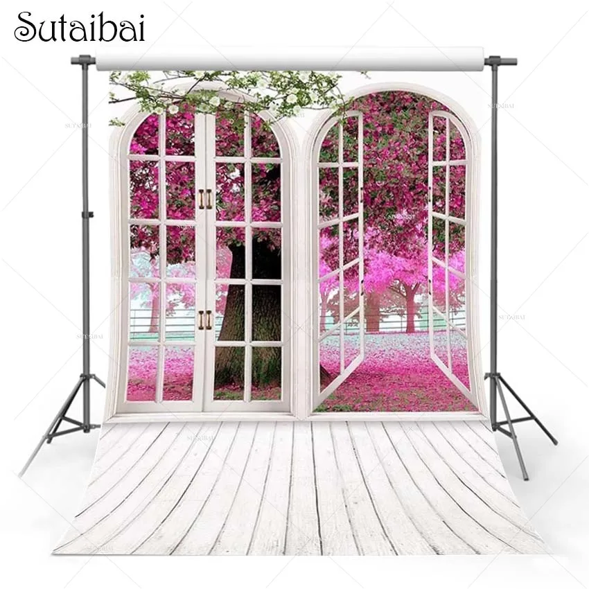 

Valentine's Day Photography Background Backdrop Indoor Window Flower Wedding Decoration Portrait Photo Photographic Shoot Studio