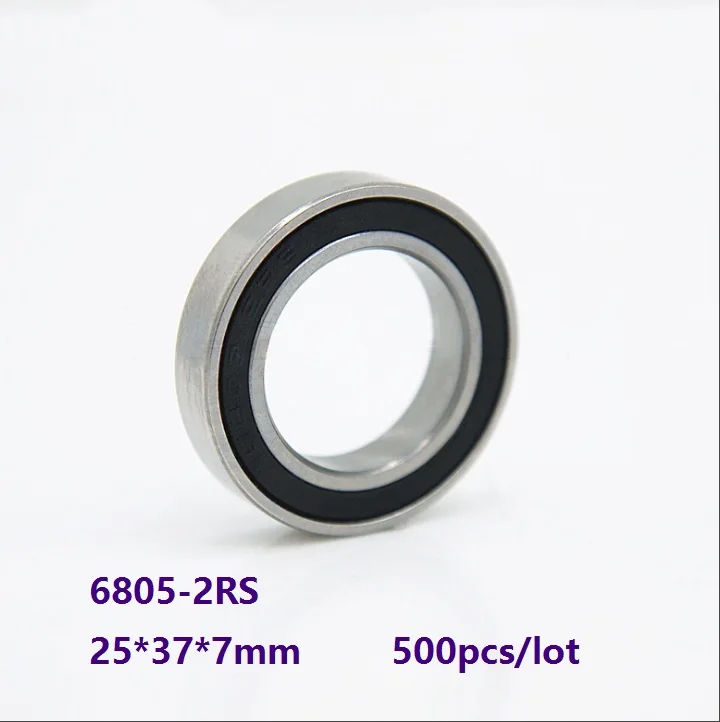 

500pcs/lot 6805RS 6805-2RS 6805 2RS 25×37×7mm Thin Wall Deep Groove Ball bearing Double rubber cover 25*37*7mm