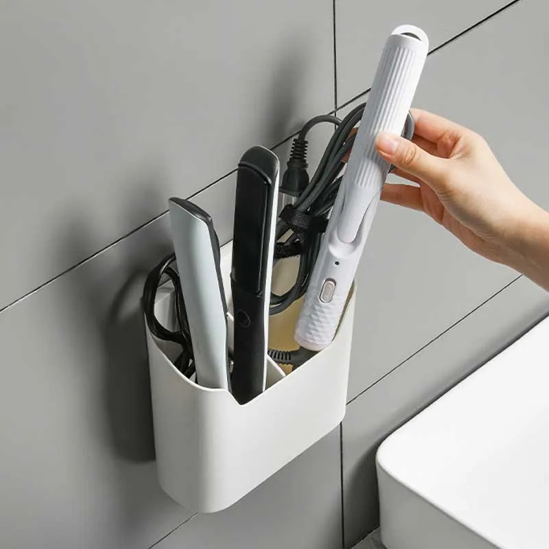 New Hair Dryer Storage Box Wall-floating Bathroom Accessories Organizer Bin Toothbrush Holder Rack Large Makeup Mask Holder Case