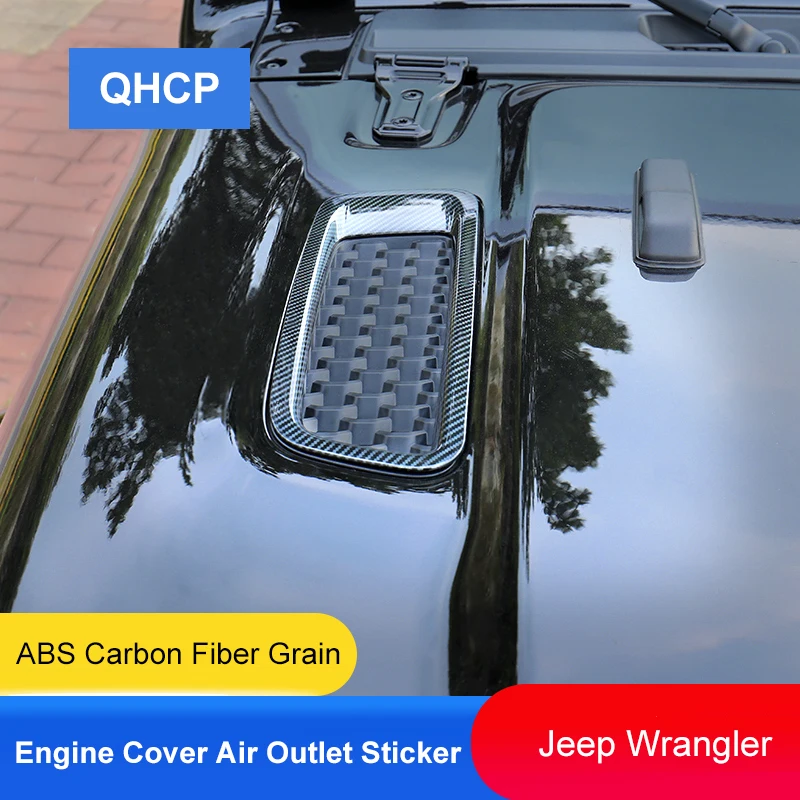 

QHCP Car Engine Air Outlet Frame Covers Trim Front Bonnet Vents Hood Air Vent Decoration Sticker Fit For Jeep Wrangler 2018-2022