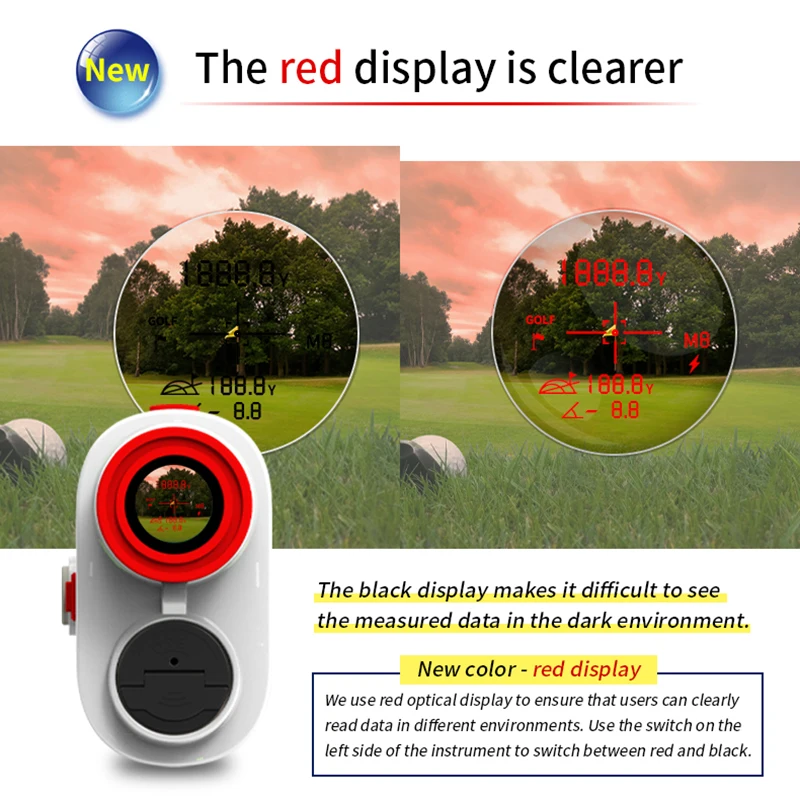 2021NEW 800m Golf telemetro Laser telescopio caccia pendenza regolata Flag-Lock vibrazione misuratore di distanza laser display rosso